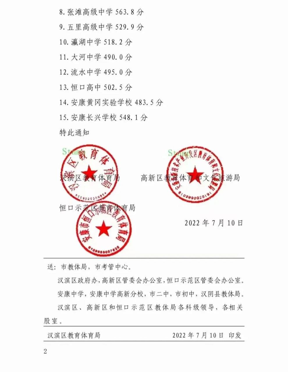 汉滨区瀛湖中学2022录取分数线（附西安高中学校名单）-广东技校排名网